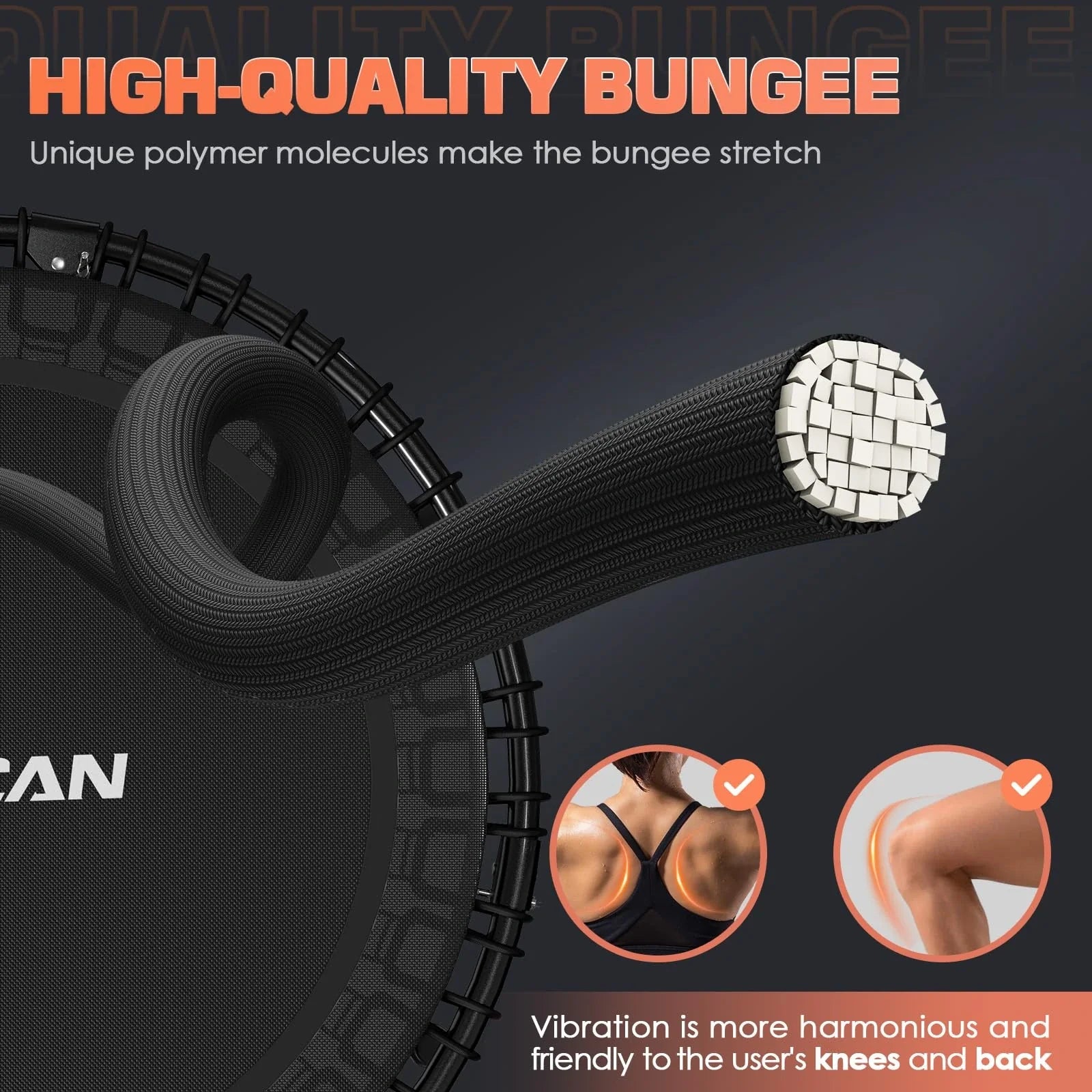 High-quality bungee with text on a dark background
